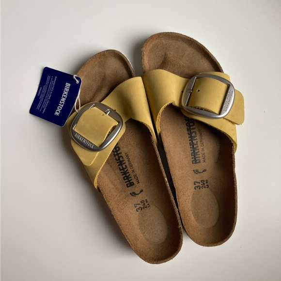 Anthropologie x Birkenstock Madrid Big Buckle Nubuck Leather Sandals Popcorn - Picture 12 of 12